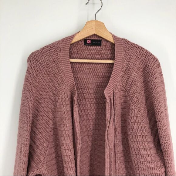 KANCY KOLE Chunky Knit Cardigan Open Front Pink Womens Size XL - Picture 3 of 7